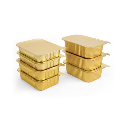 China Recycle disposable foil containers with lids food paper container small rectangular aluminium foil pan for sale