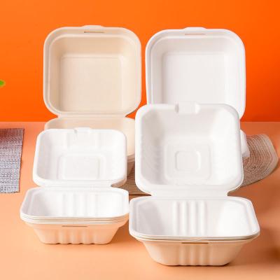 China Disposable Biodegradable custom burger cake boxes disposable carton cool box bagasse food container disposable tableware for sale