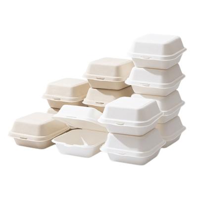 China Disposable Biodegradable Sugarcane degradable disposable tableware cake pulp Food Bento Packaging Box for sale