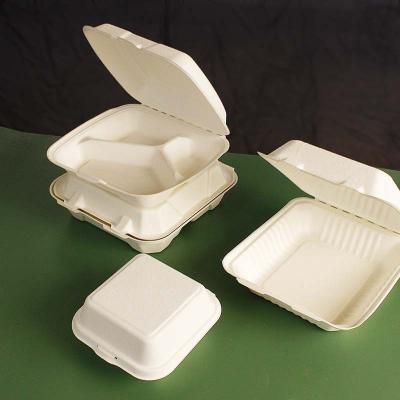 China Disposable Customizable Greaseproof and Microwavable Eco Friendly Bagasse Food Containers Biodegradable Lunch Box Disposable for sale