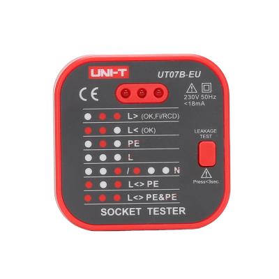 China UT07 UNIT Socket Testers Detector EU Plug Fire Socket Polarity Ground Neutral Phase Check Wire Detection RCD Leakage Test 65mm x 65mm x 61mm for sale