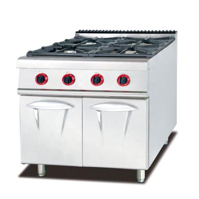 China High Efficiency 4 Burner Freestanding Gas Stove With Storage Cabinet For Catering Equipment for sale