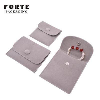 China FORTE Hot Sale Jewelry Packaging Bag Velvet Jewelry Bag Eco-friendly With Flap Button for sale