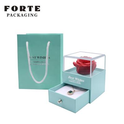 China Small Eco-friendly Flower Jewelry Box FORTE Jewelry Drawer Plastic Gift Box For Necklace for sale