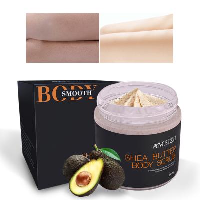 China Brand Design Exfoliator Shea Butter Whitening Body Scrub Organic Nourishing Firming Dead Skin Peeling Gel Exfoliante Clean Label Body Scrub for sale