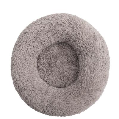 China Breathable Soothing Round Pet Bed Luxury Pet Bed Washable Faux Fur Dog Cat Bed for sale