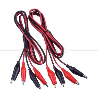 China 12v Double Ended Black Red Electrical Test Leads Jumper Wire Alligator Crocodile Clips Cable for sale