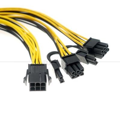 China GPU 6 PIN a doble 8 PIN 18AWG PCI Express Adaptador de fuente de alimentación de la placa base Cable de extensión PCIe en venta