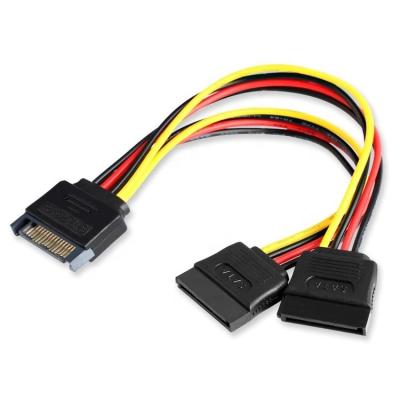 Cina Dati da maschio a femmina Sata 15 Pin Power Y Splitter Cable per computer HDD SSD PC Case in vendita