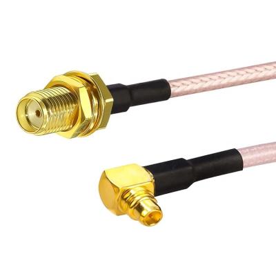 China RG316 90 Degree Right Angle MMCX Male to SMA Female Antenna Pigtail RF Coaxial Cable for sale