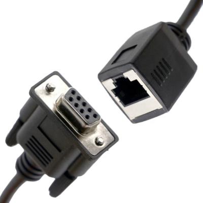 China DB9 Female RS232 Serial To RJ45 Female Socket  Cable for sale