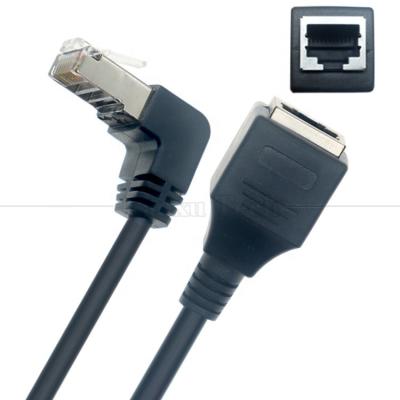 China 90 Degree Down Angle RJ45 Male to RJ45 Female Socket Cat5e Ethernet Lan Cable for sale