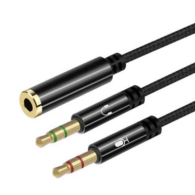 China High Quality Splitter 1 Female to 2 Male Headset 3.5mm Jack Audio Mic Cable for sale