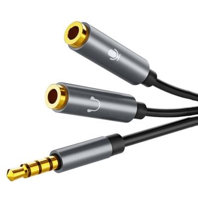 China Y Splitter 4 Poles Stereo Mic 1 Male to 2 Female 3.5mm Jack Audio  Cable for Headset Earphone for sale