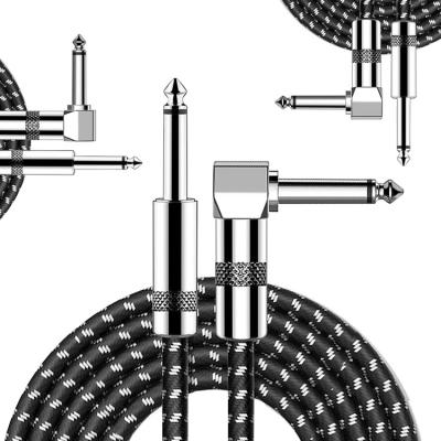 China OEM 1M 1/4 Inch 6.35mm TS Right Angle Instrument Accessories Bass Amplifier Pedal Guitar Jack Patch Cable for sale
