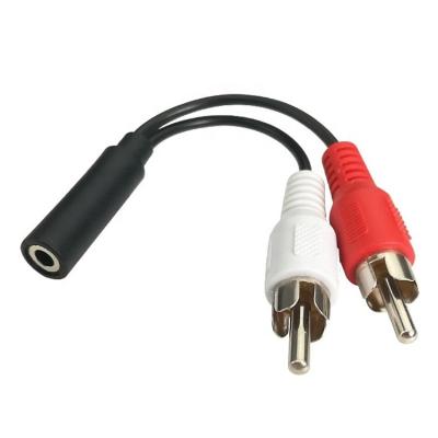 China Splitter Vrouwelijke 3,5 mm Aux Audio Jack naar 2 RCA Man AV kabel voor luidspreker Te koop