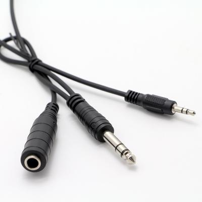 China Y Splitter Male to Female 6.35mm 3.5mm TRS Microphone Stereo Jack Audio Cable for sale