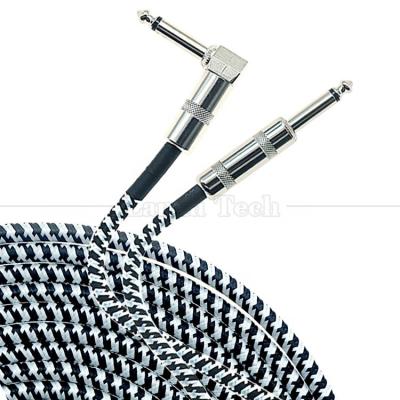 China High Quality Durable Braided 3M 10FT Right Angle to Straight 1/4 inch TS Jack Instrument Electric Guitar Cable for sale