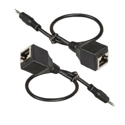 China 3.5mm Stereo Audio Jack to RJ45 Female Socket Ethernet Extender Cable for sale