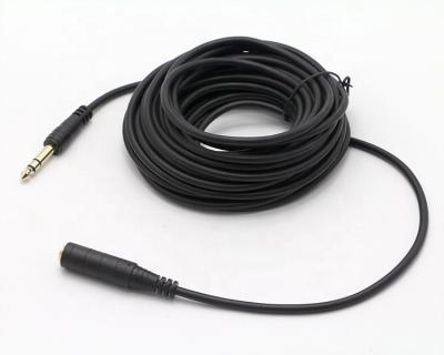 China CUSTOM Gold Connector 6.35mm Jack 1/4 inch TRS Male To 1/4 inch TRS Female Stereo Audio Jack Cable for sale