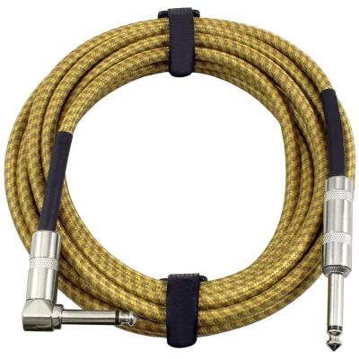 China Durable Braided 3M 10FT Right Angle Straight 1/4 TS Jack Electric Instrument Guitar Patch Cable for sale