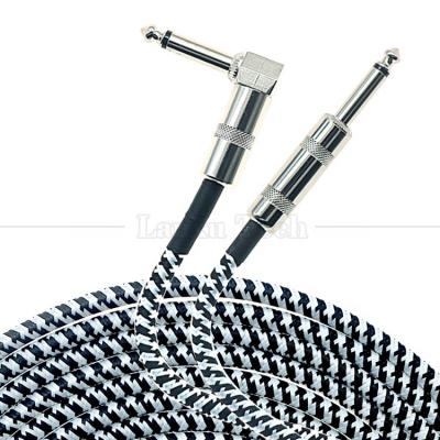 China 3M Right Angle Braided Metal 6.35mm 1/4 TS Jack Audio Electric Guitar Effect Instrument Bass Amp Patch Lead Cable for sale