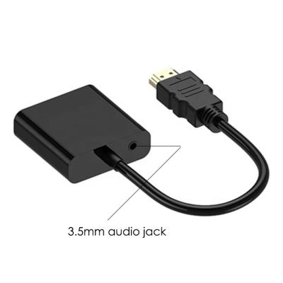 China 1080P 4K HDM TV I Male to VGA Female Adapter with 3.5 Audio Jack Power for Computer PC Monitor HDTV for sale