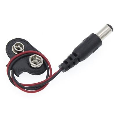 China Conector de clip de batería de 9V a DC masculino 5.5x2.1mm de barril Jack Cable de alimentación para portadores de baterías en venta