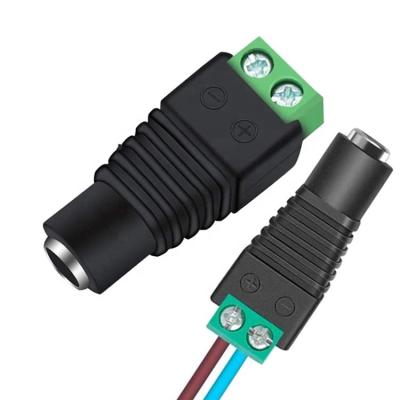 China Solderless 12v 24v 5.5x2.5mm 5.5x2.1mm Female DC Power Plug Connector Jack Adapter for CCTV Camera Led Strip Lights for sale