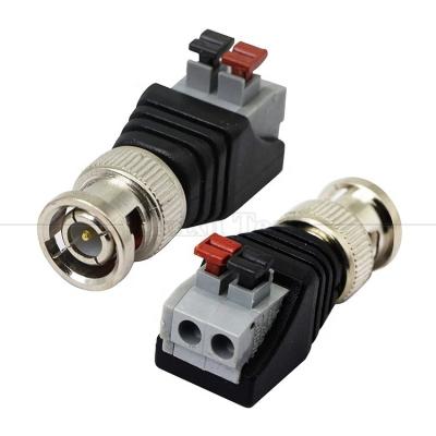 China Solderless Screw Terminal 2 Pin Press Button BNC Männlicher weiblicher Steckverbinder Stromadapter für CCTV-Kamera zu verkaufen