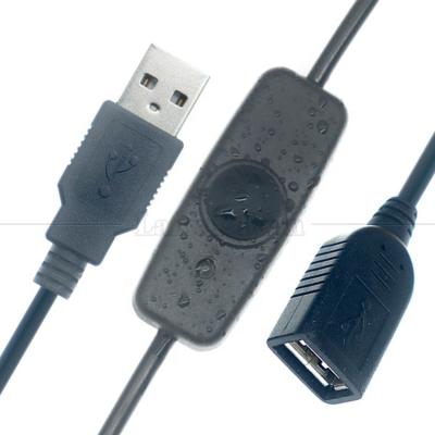 China Indicator Blue Light Waterproof Silicon Cover Push Button Male to Female Power Switch ON OFF USB Extension Cable for sale