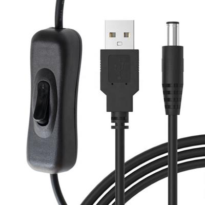 China 1m 5V USB to DC 5.5x2.1mm Power Charger Extension Cable with ON OFF Switch for Led for sale