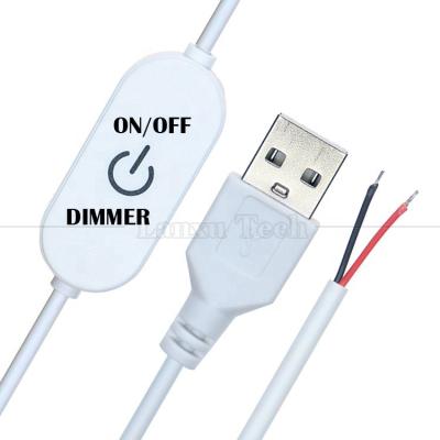 China 5V Touch Switch ON OFF Controller Stepless USB to Open Wires End Cable LED Dimmer for Led Strip Light Lamp for sale