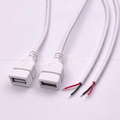 China 5V Weiß USB Weiblich zum Öffnen nackte Drähte Pigtail Ende Kabel für LED-Streifen zu verkaufen