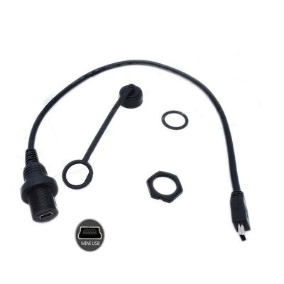 China Mini USB Male to Micro USB Female Waterproof Extension Cable With Flush Mount Panel For Car Truck Boat Motorcycle Computer for sale