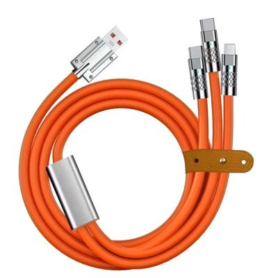 China Super Fast Charging 120w 6A Liquid Silicone 3 in 1 Multi Connectors Micro Type C USB Data Charger Cable for Mobile Phone for sale