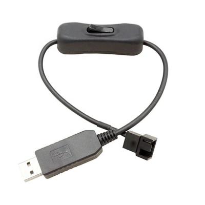 중국 12V 스텝 UP 부스트 USB 3 핀 4 핀 PWM PC 팬 ON OFF 스위치 전원 어댑터 케이블 판매용