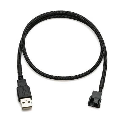 China Braided USB to 3 Pin 4 Pin Molex Female PWM 5V Fan Power Supply Adapter Connector Cable for Computer Cooler for sale