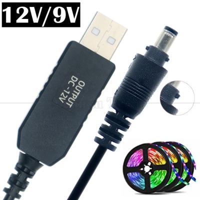 China High Quality 5V USB to 12V Output DC 5.5x2.1mm Lock Connector Booster Set Up Power USB Cable for Led Strip String Lights Bulb for sale