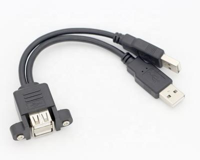 China Cable de extensión de doble USB 2.0 de tipo A de panel de montaje masculino a femenino en venta