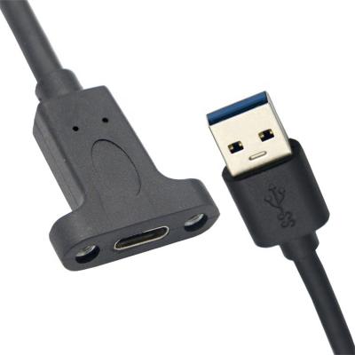 China Screw Locking Stud USB 3.0 A Male to USB Type C 3.1 Female Panel Mount USB 3.0 Extension Cable for sale