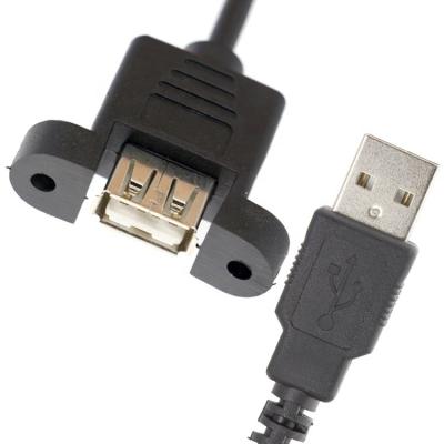 China Customization1M 2M Stud Male to Female Panel Mount USB 2.0 Type A Extension Cable with Stud Screw Locking for sale