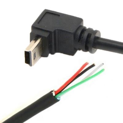 China 90 Degree Up Down Left Right Angle Mini USB to Stripped Bare Wire Open End Pigtail Cable for sale