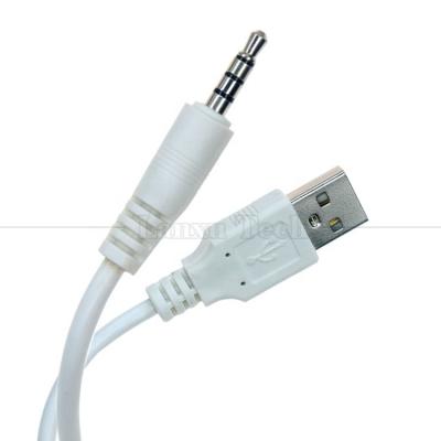 China Customized Data Charging USB A Male to Aux 4 Poles 3.5mm Audio Jack Adapter Cable for Speaker Headphone for sale