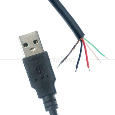 China Custom Shield USB 2.0 A Male to Stripped Wires Open End Pigtail Cable for sale