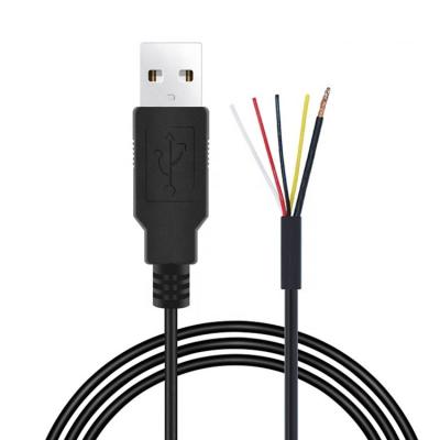 China CUSTOM Shield USB 2.0 A Male To Stripped Tinned 4 Wires Open End Pigtail Bare End Cable for sale