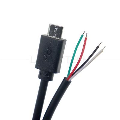 China OEM Custom Micro B V8 5 Pin USB Male to Open Pigtail Bare Wires Cable for sale