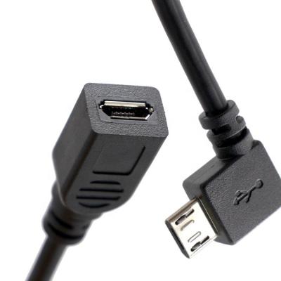 China 90 Degree Left Right Up Down  Angle Male to Female Micro B USB 2.0 Extension Cable for sale