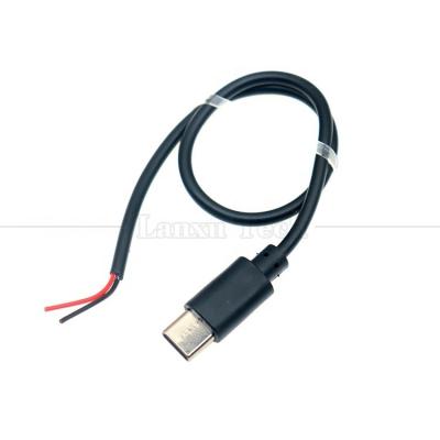 China Custom Data Charging 2 4 Cores USB Type C Male Female to Stripped Open Wire End Pigtail Cable for sale