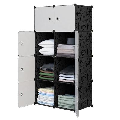 China (Size) 8 cubes cubord small wardrobe adjustable simple black and white foldable wardrobes for clothes for sale